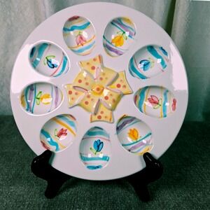 World Bazaars Ariela Collection Tulip Egg Holder Easter Deviled Egg Plate
